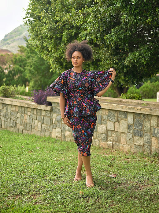 open lace back dress Faith Peplum Layered African Print Baby Girl Dress with Headwrap  Han   Regal Exquisite Designs