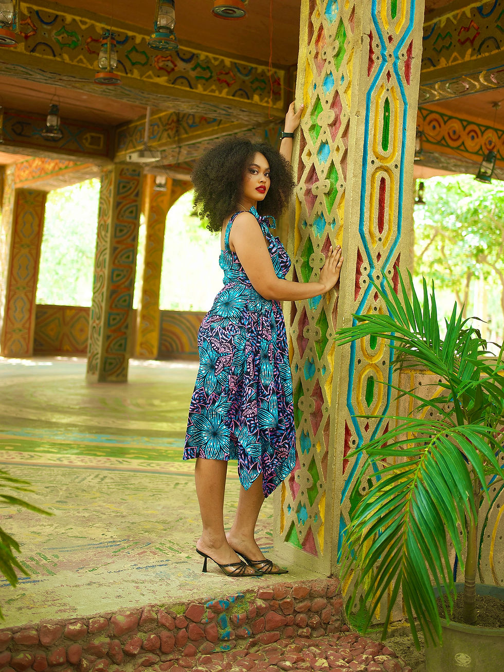 Thumbnail: Special occasion African print side ruffle dress