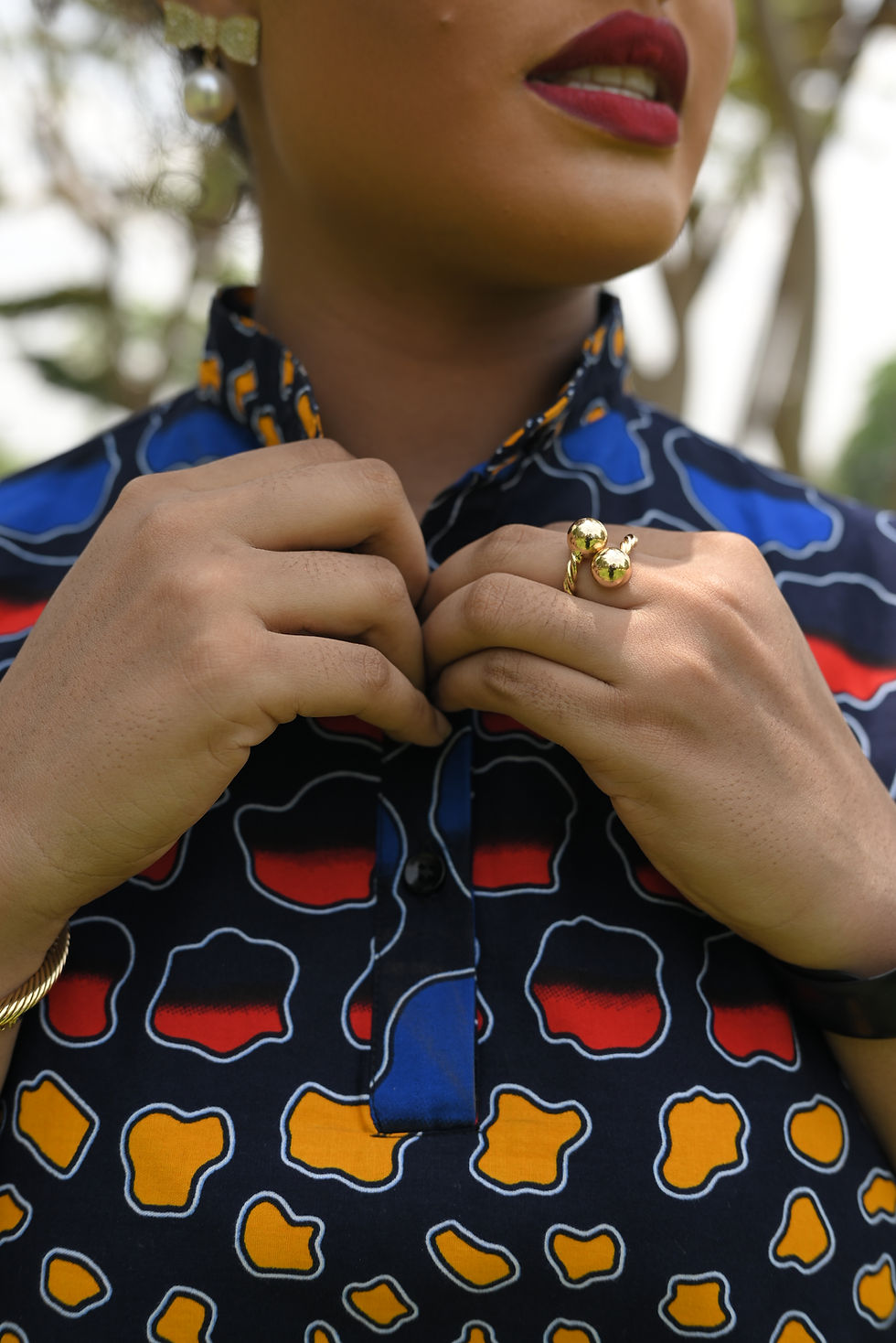 Thumbnail: African Print midi Dress with round neck perfect for Church