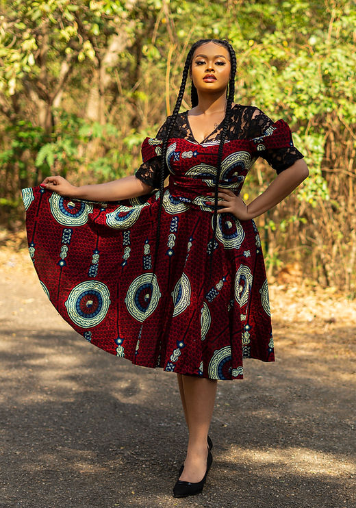 African Print Midi Flare Dress - Dinma