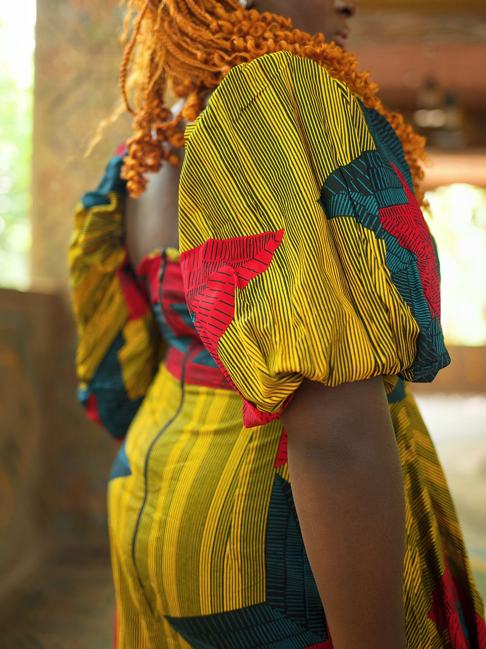 Thumbnail: Ankara wax print dress with cascading side ruffles – African fashion UK