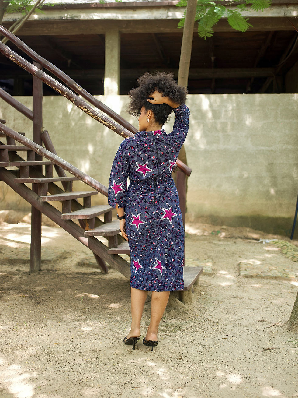 Thumbnail: Ankara wax print dress with cascading side ruffles – African fashion UK