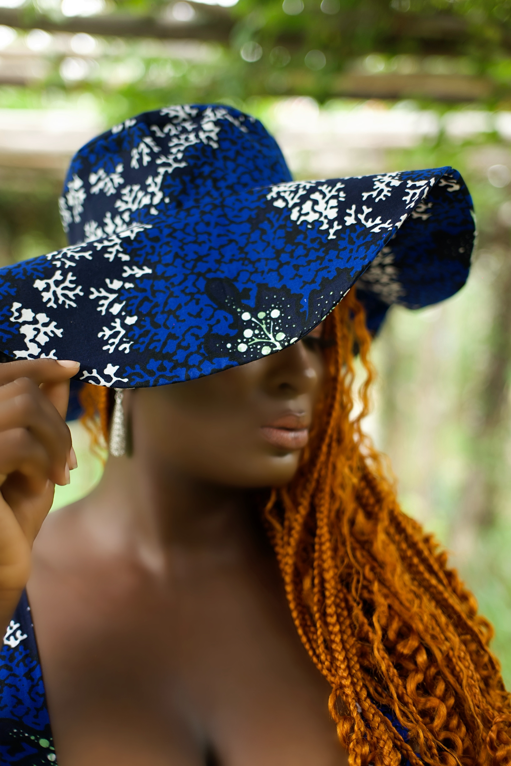 Stylish model in Ankara Floppy Hat