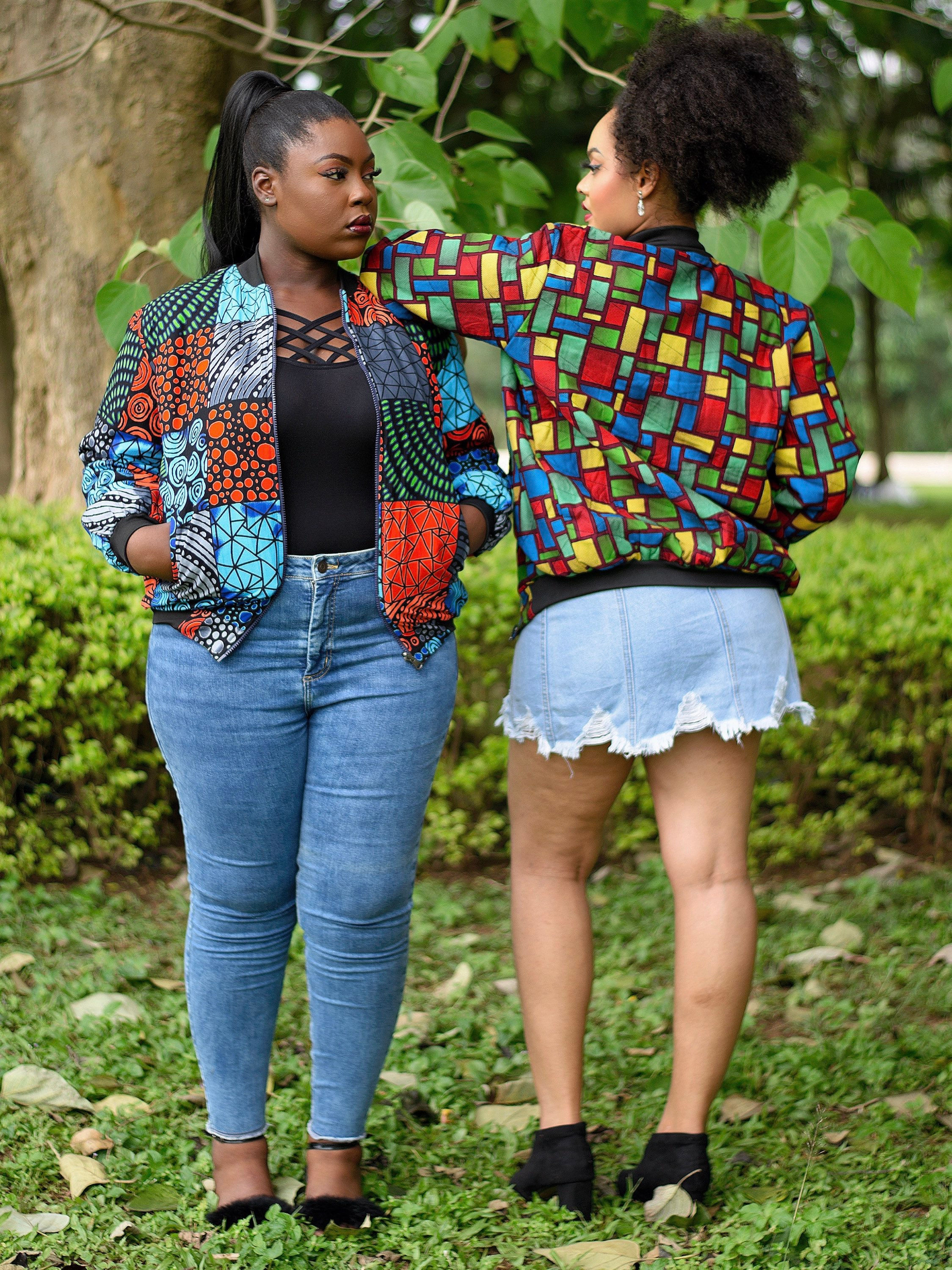 African Print Reversible Bomber Jacket