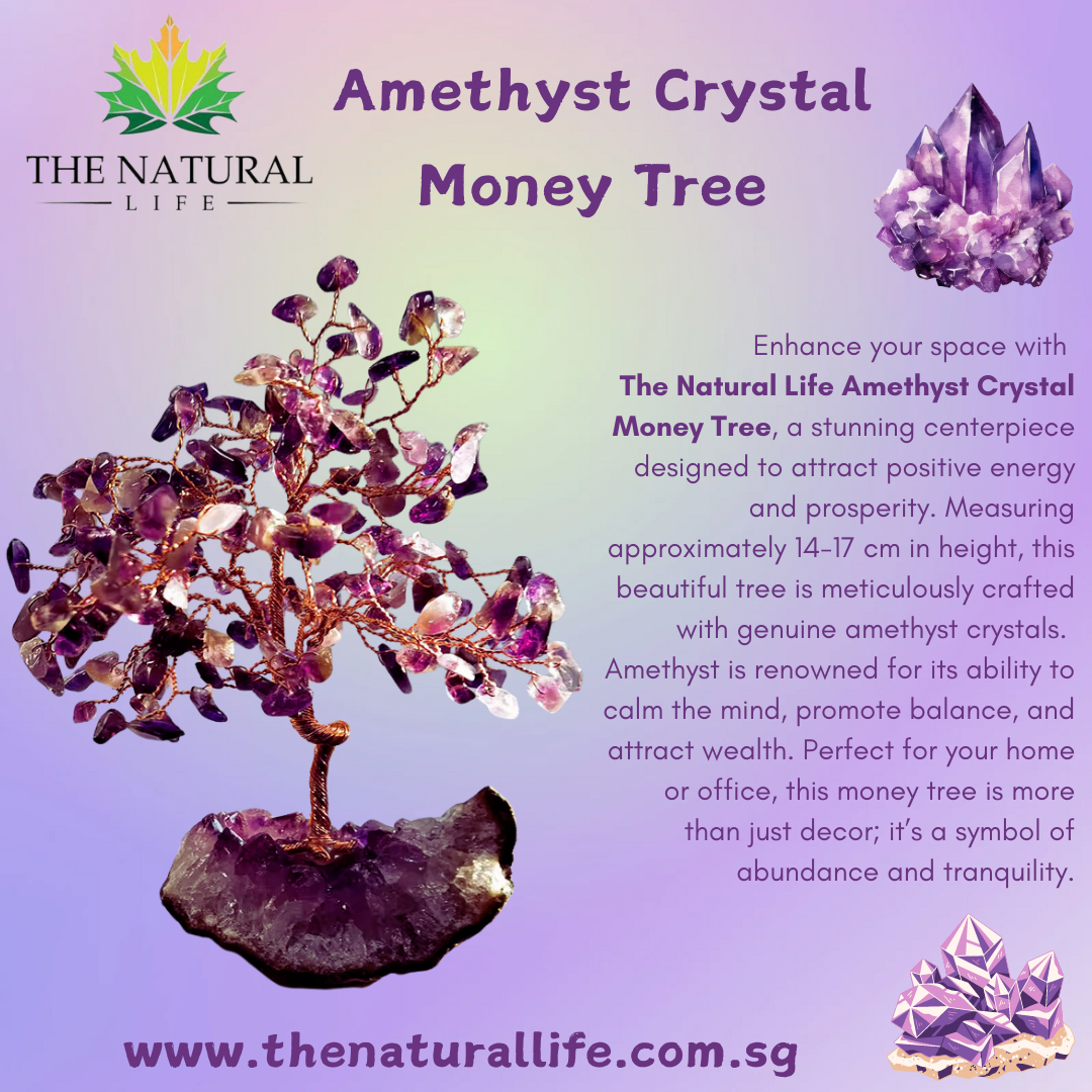 The Natural Life Amethyst Crystal Money Tree – Prosperity & Positive Energy Home Decor