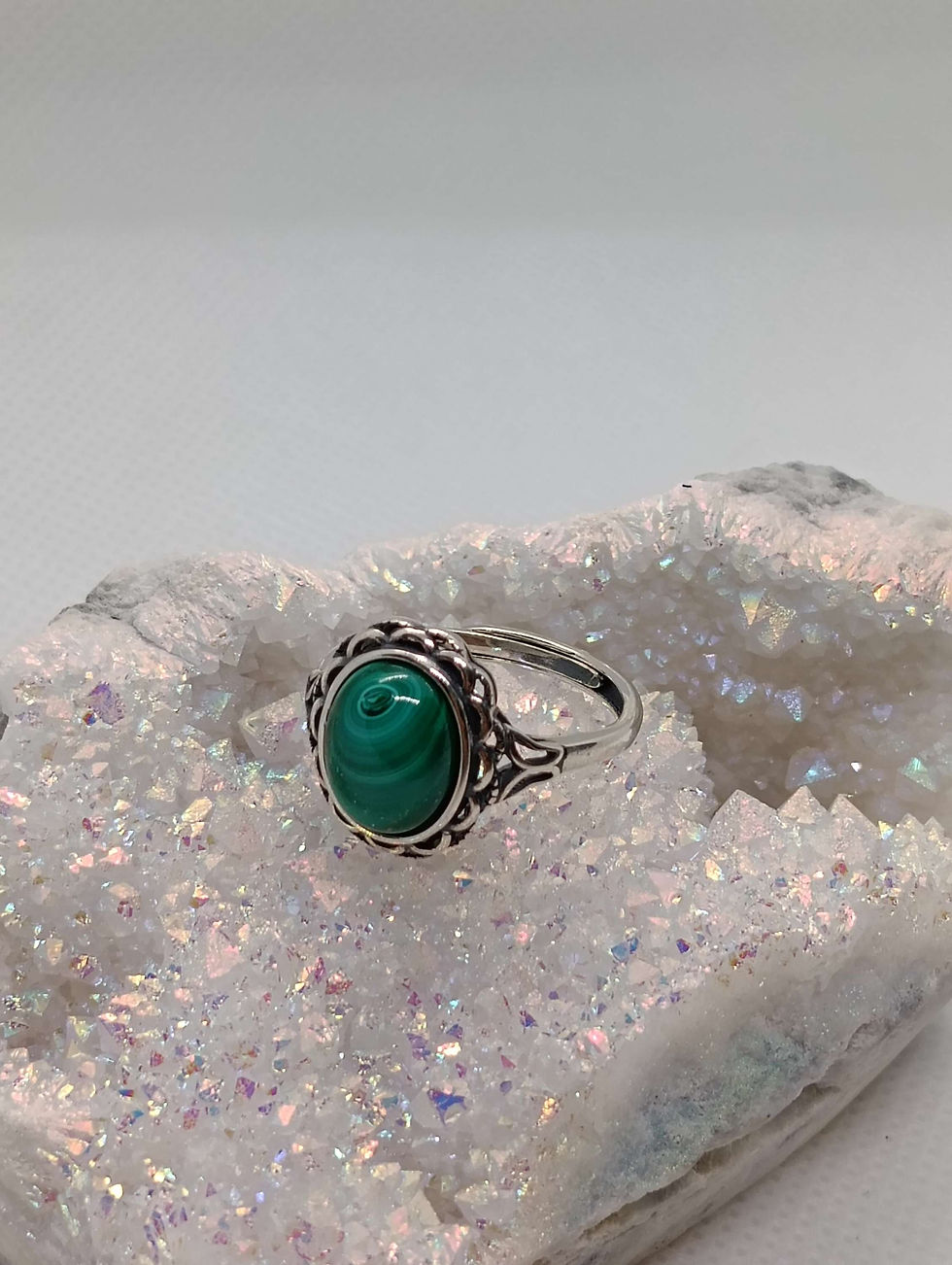 Malachite Ring 925 Silver – Adjustable & Elegant | The Natural Life Singapore