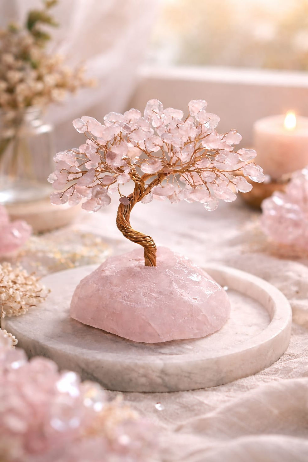 Thumbnail: The Natural Life Rose Quartz Crystal Money Tree - 14-17 cm