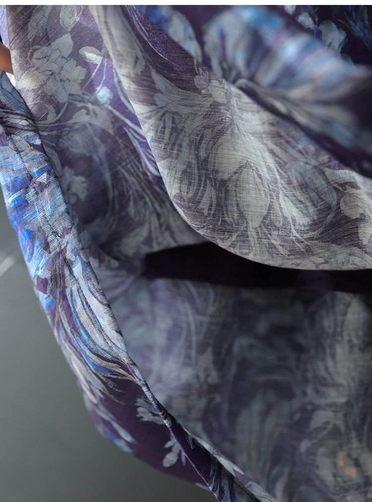 Thumbnail: Floral Tencel linen tulip skirt with pockets The Natural Life Singapore