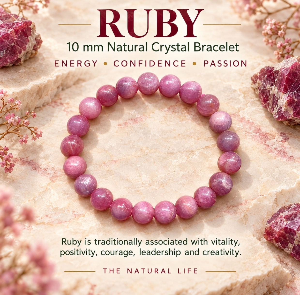 Natural Ruby Crystal Bracelet