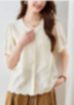 cream cotton embroidered blouse women The Natural Life Singapore