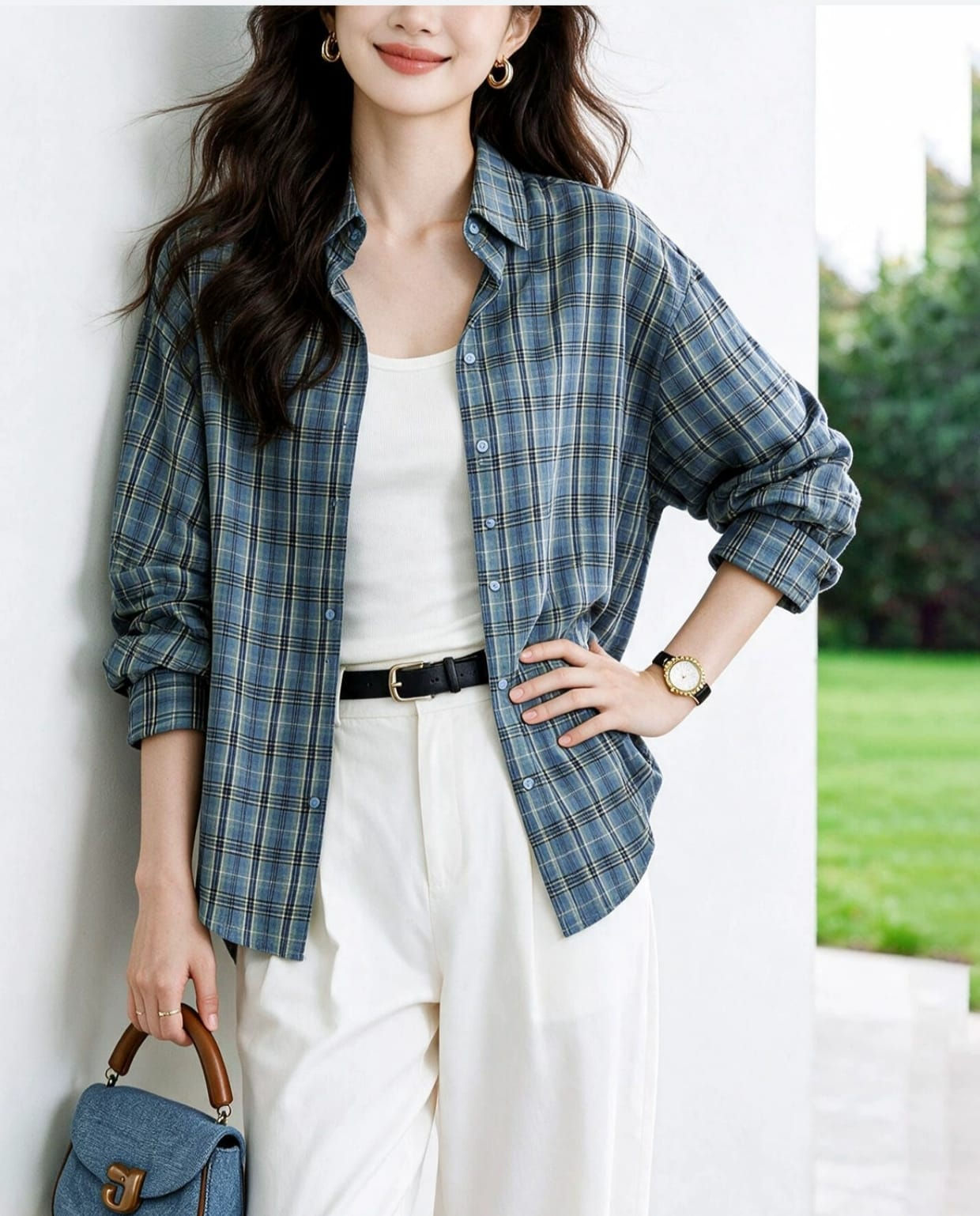 Checkered Cotton Long-Sleeve Shirt