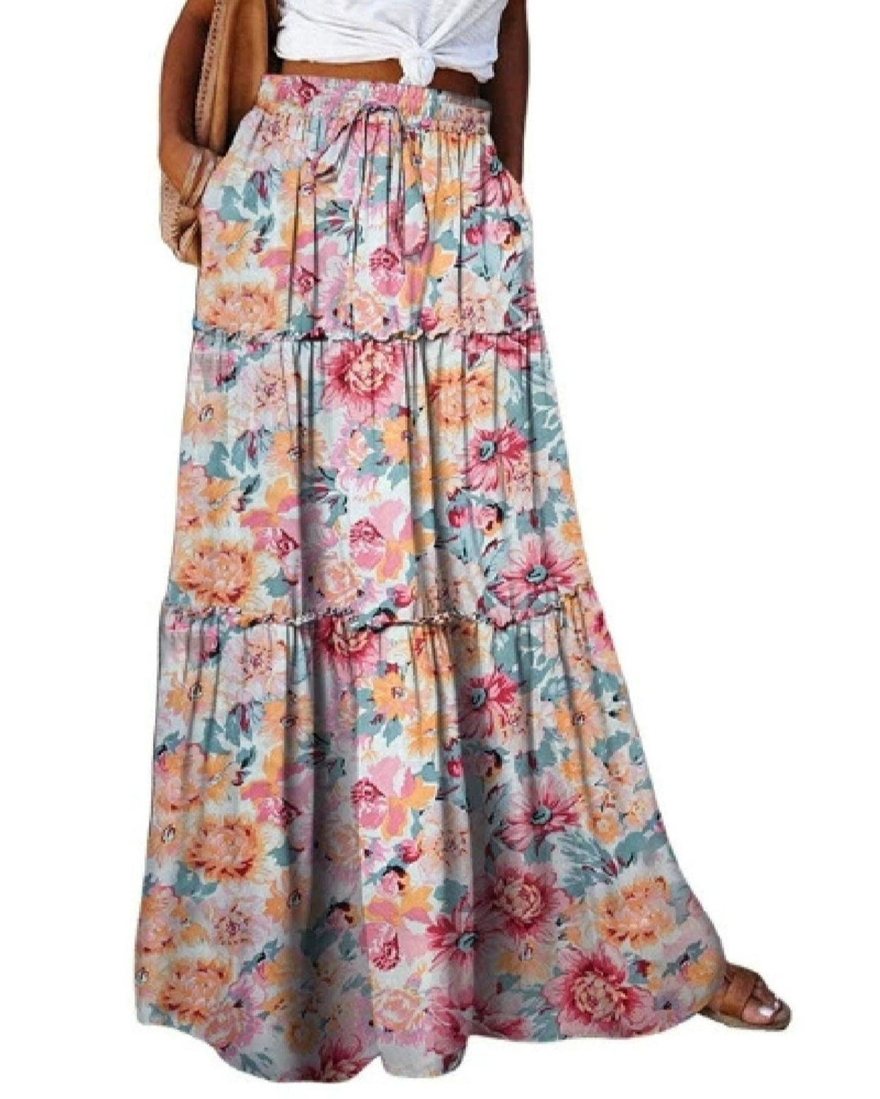 Boho Floral Maxi Skirt women The Natural Life Singapore