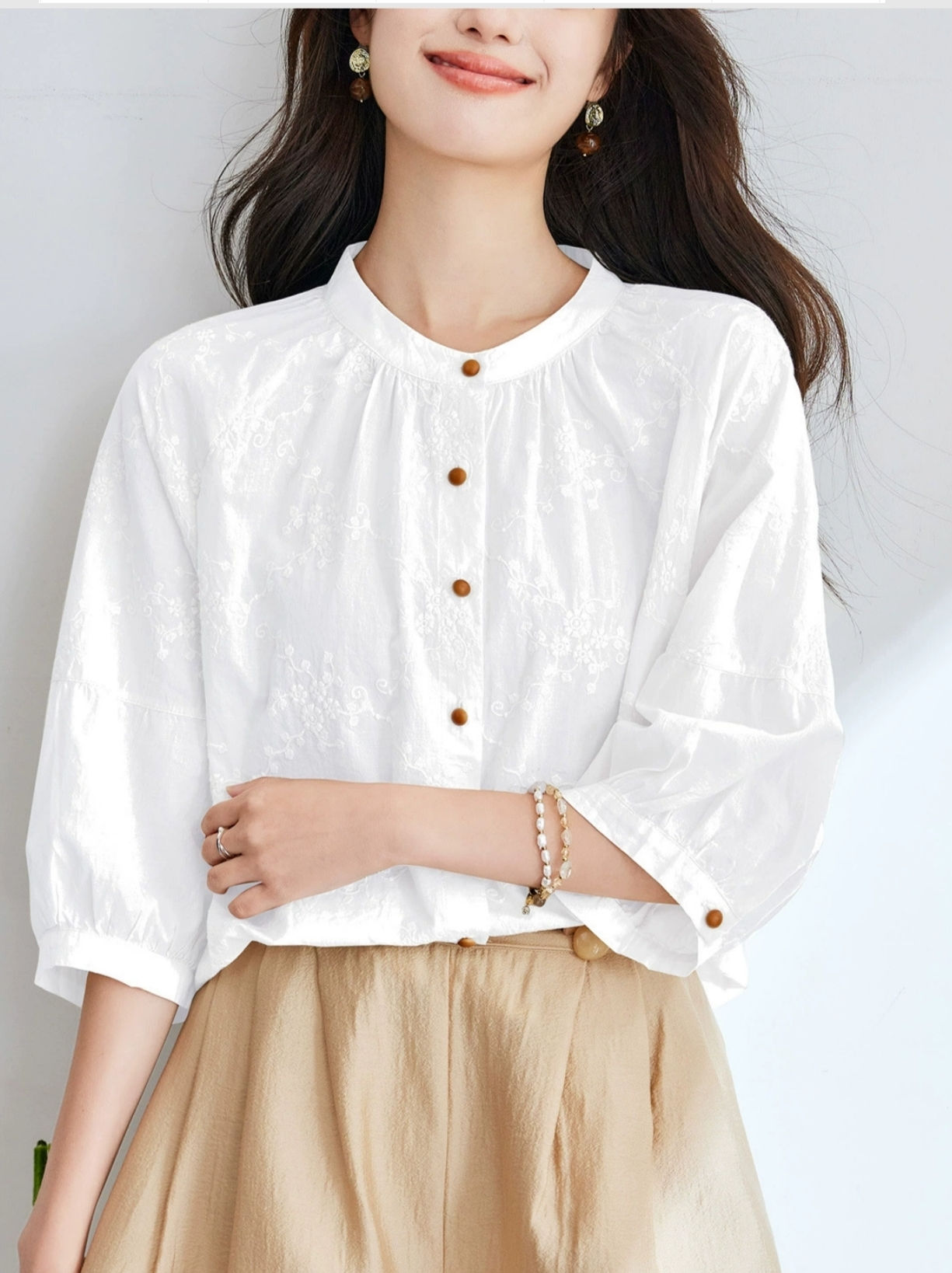 Korean Style Embroidered Cotton Blouse The Natural Life