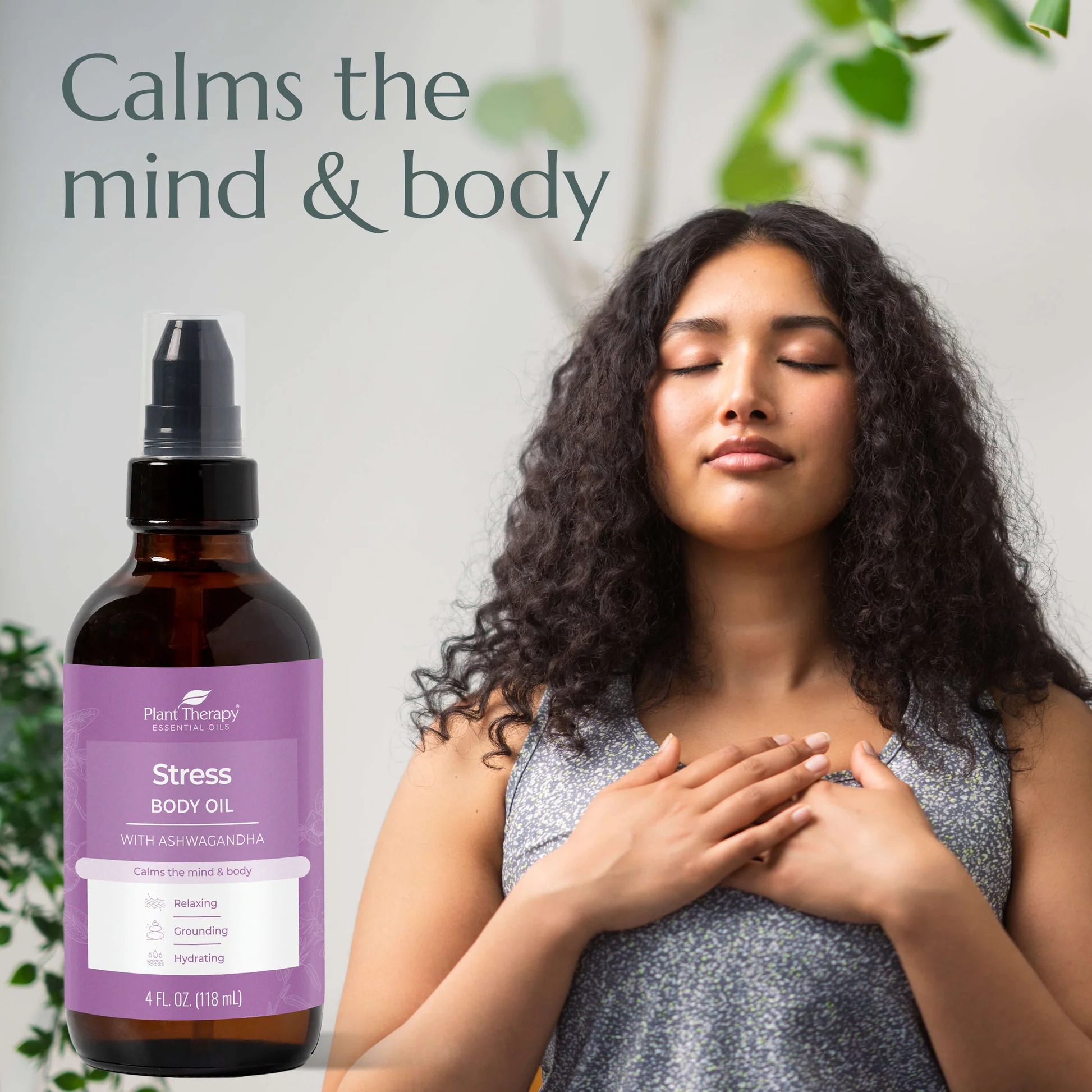 Plant Therapy Stress Body Oil with Ashwagandha The Natural Life