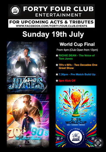 World Cup Final PLUS Richie Dean as Tom Jones / Plus 70's v 80's