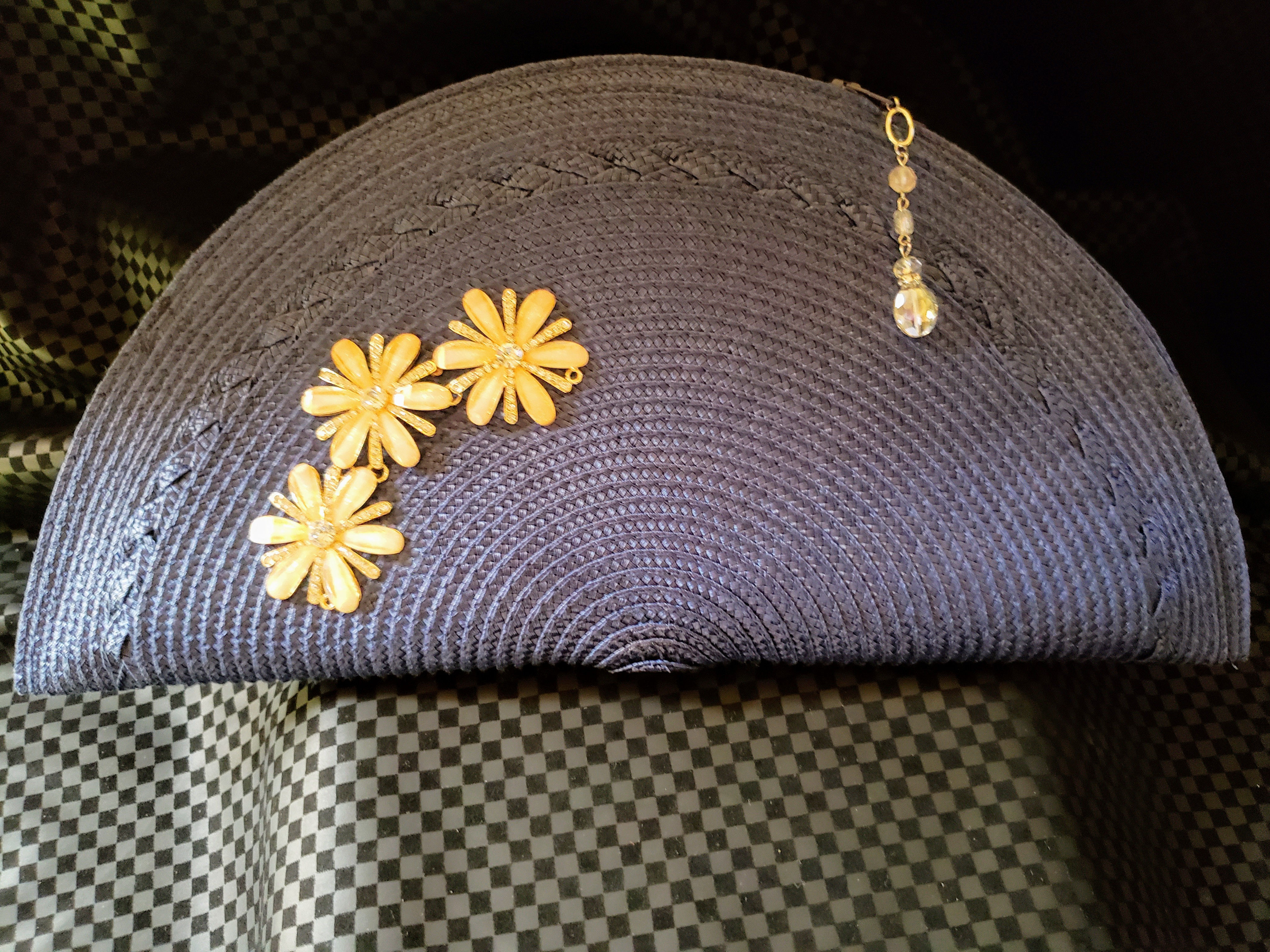 Black clutch w/ yellow flowers and zipper