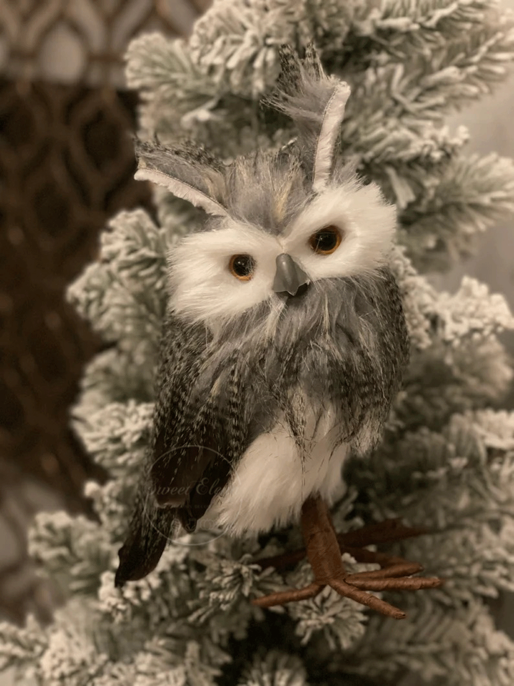 8.5-Owl-ornament.-White,-gray,-brown.-6