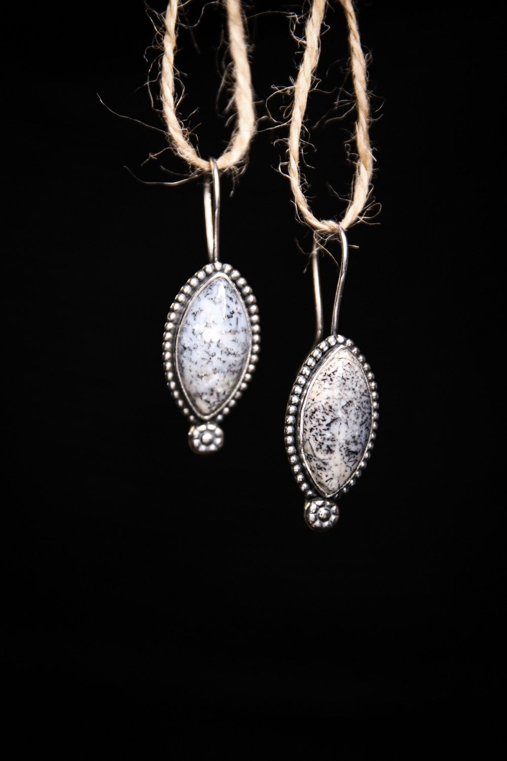 Handmade dendritic opal earrings