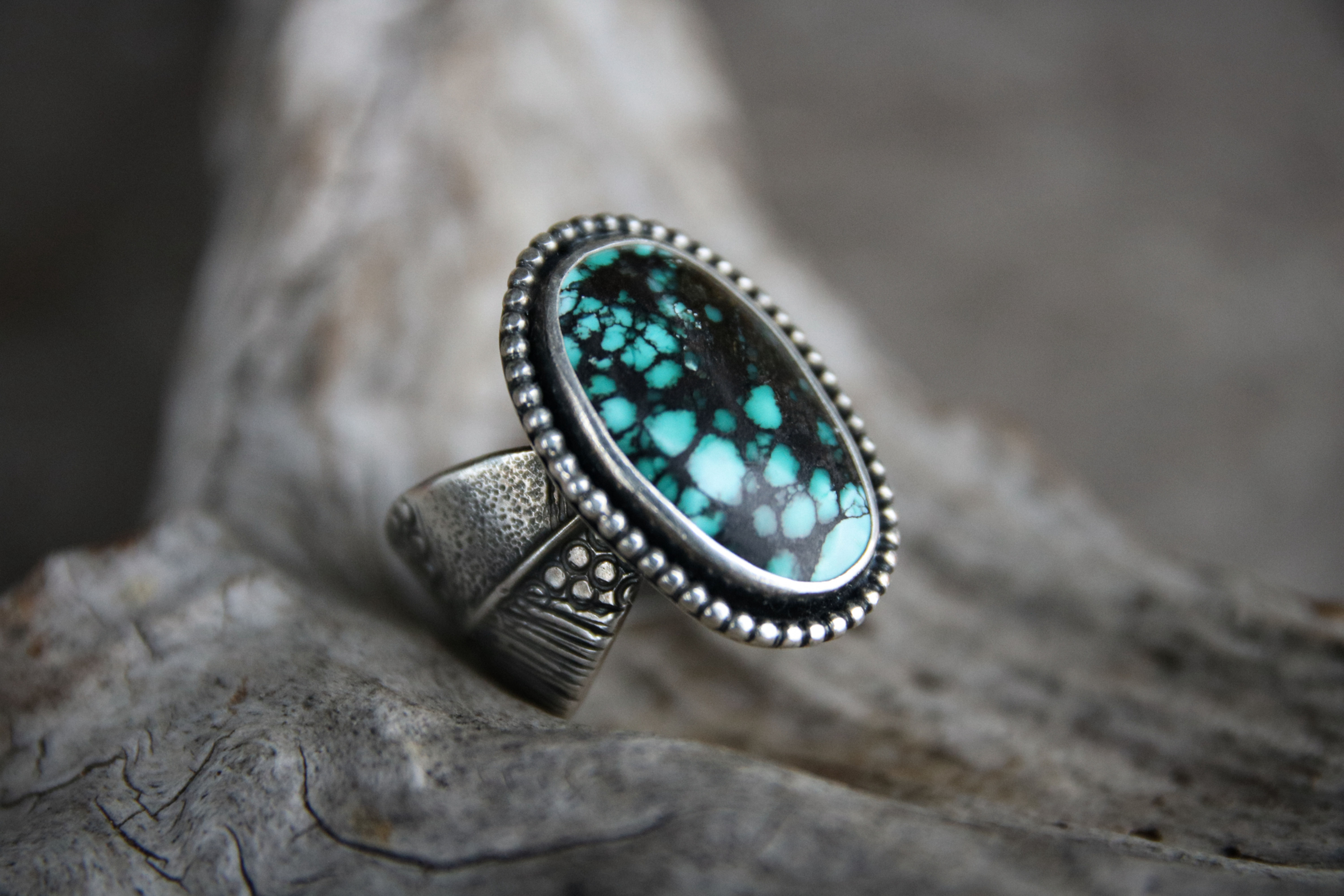 Grösse 8 • Feather Goddess Ring (Hubei-Türkis)