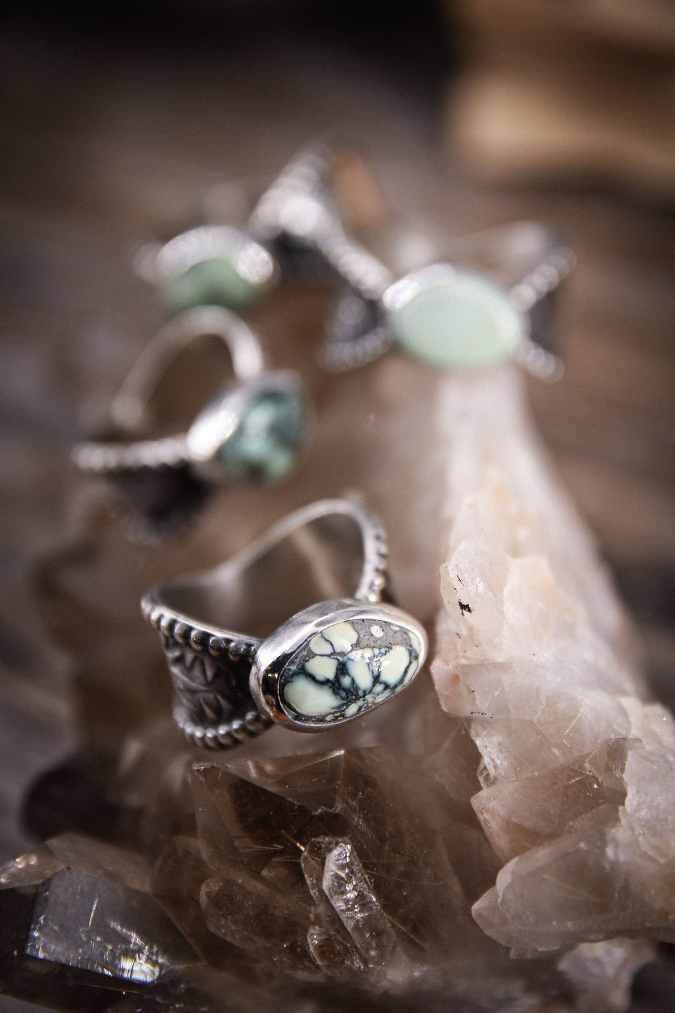 Thumbnail: Size 7 • mayan goddess ring with poseidon variscite