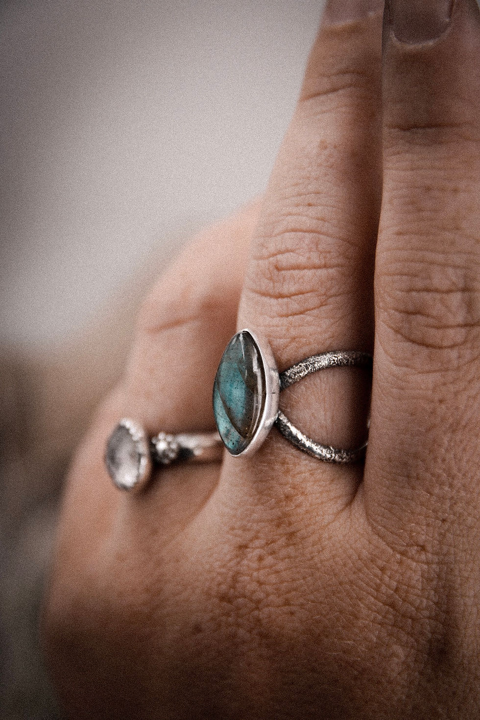 Thumbnail: Size 9 • Rustic Labradorite path ring
