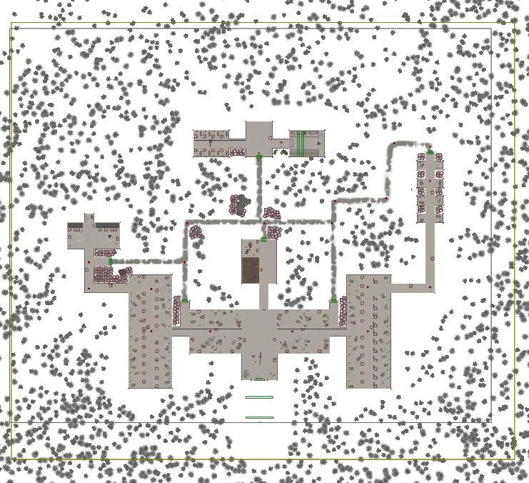 A top down, unlit editor view of the game map