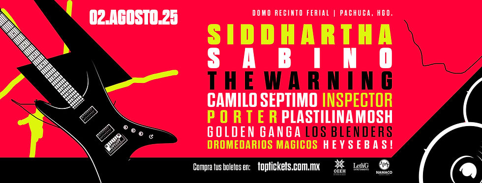 El line up completo para Pachuca Rock Fest 2025 incluyendo a Sabino en lugar de Panteón Rococó/ Cortesía Pachuca Rock Fest