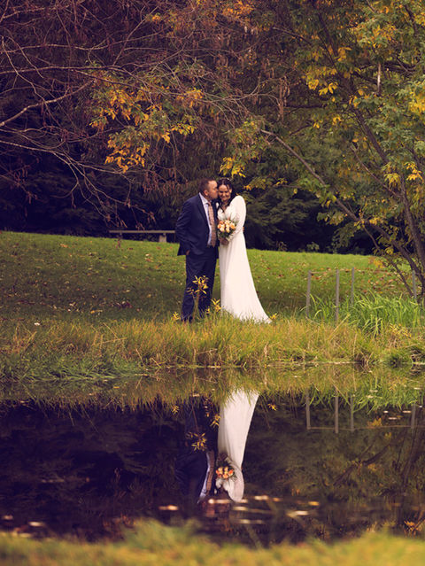 Brudepar, brud, brudgom, brudebukett, høst, Ringve botaniske hage, Lade, Trondheim