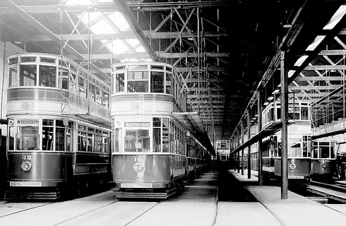 Trams at Maryfield Tram Depot