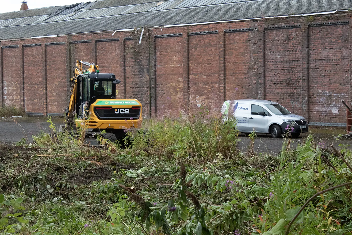 Kilmac JCB digger at Maryfield Tram Depot
