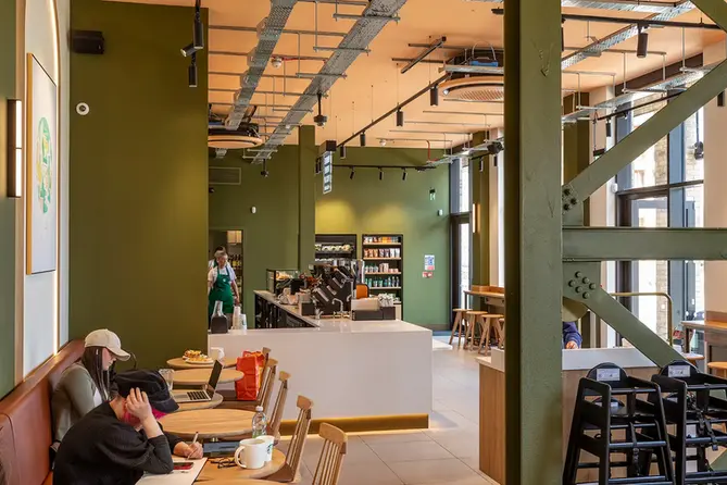 Starbucks Coffee Company counter and tables