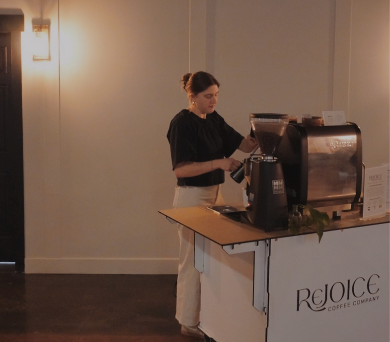 Rejoice Coffee Company mobile coffee cart and team in Dumont, MN