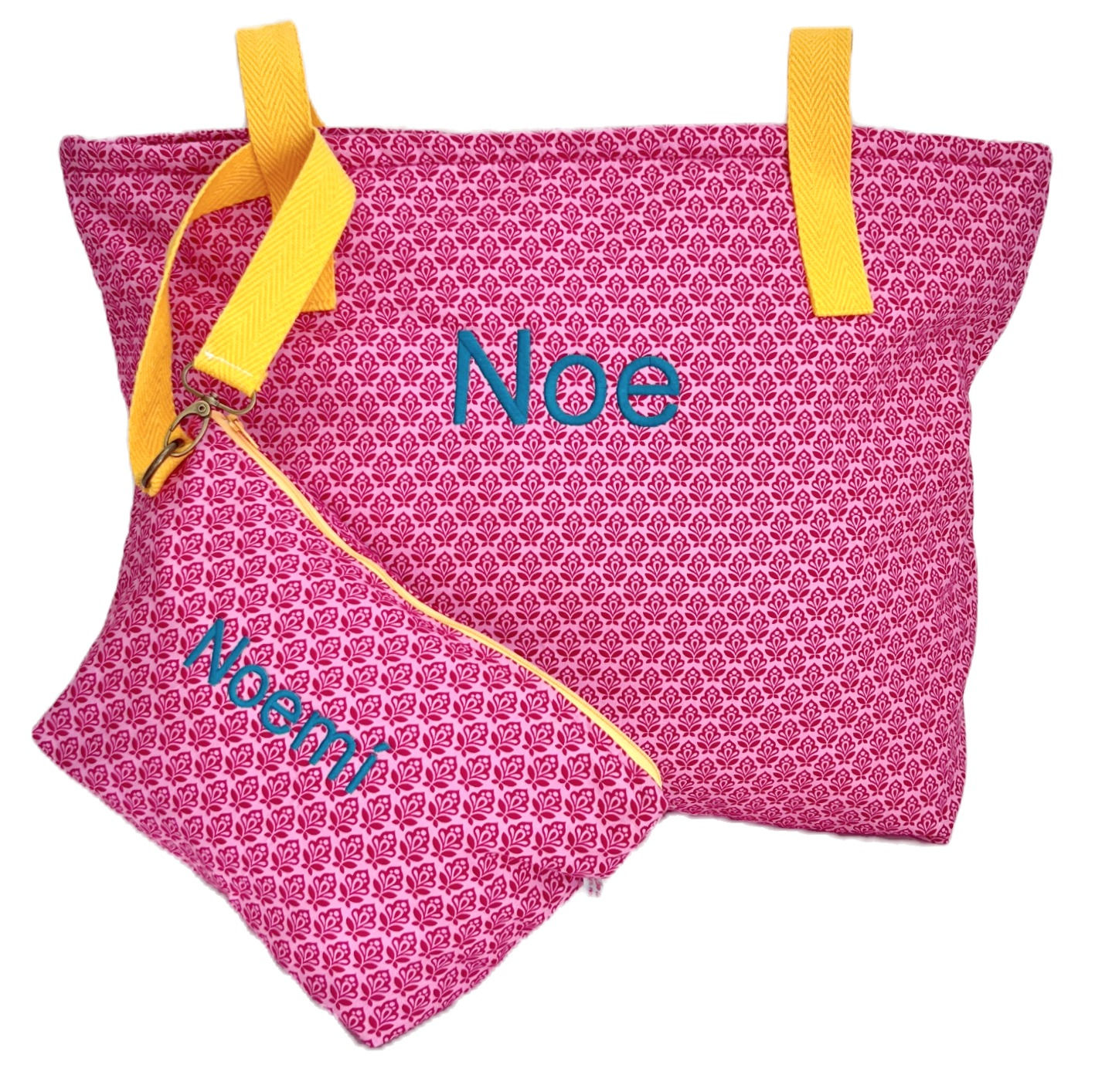 BOLSO DE PLAYA Y NECESER PERSONALIZADO INDIRA PINK