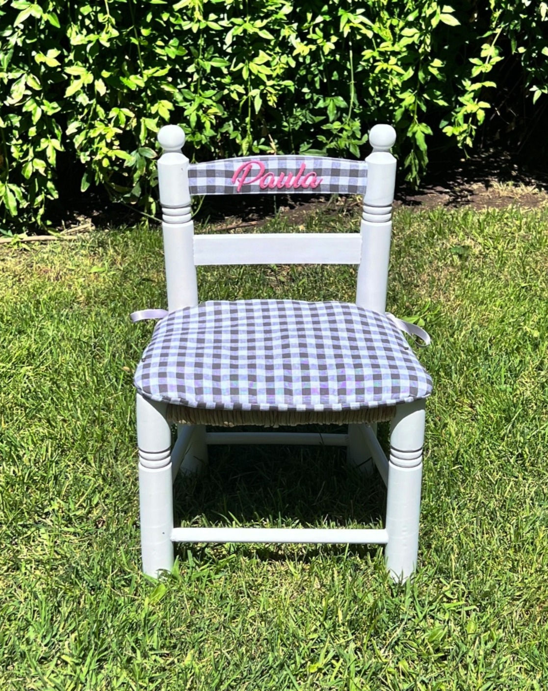 SILLA PERSONALIZADA VICHY GRIS