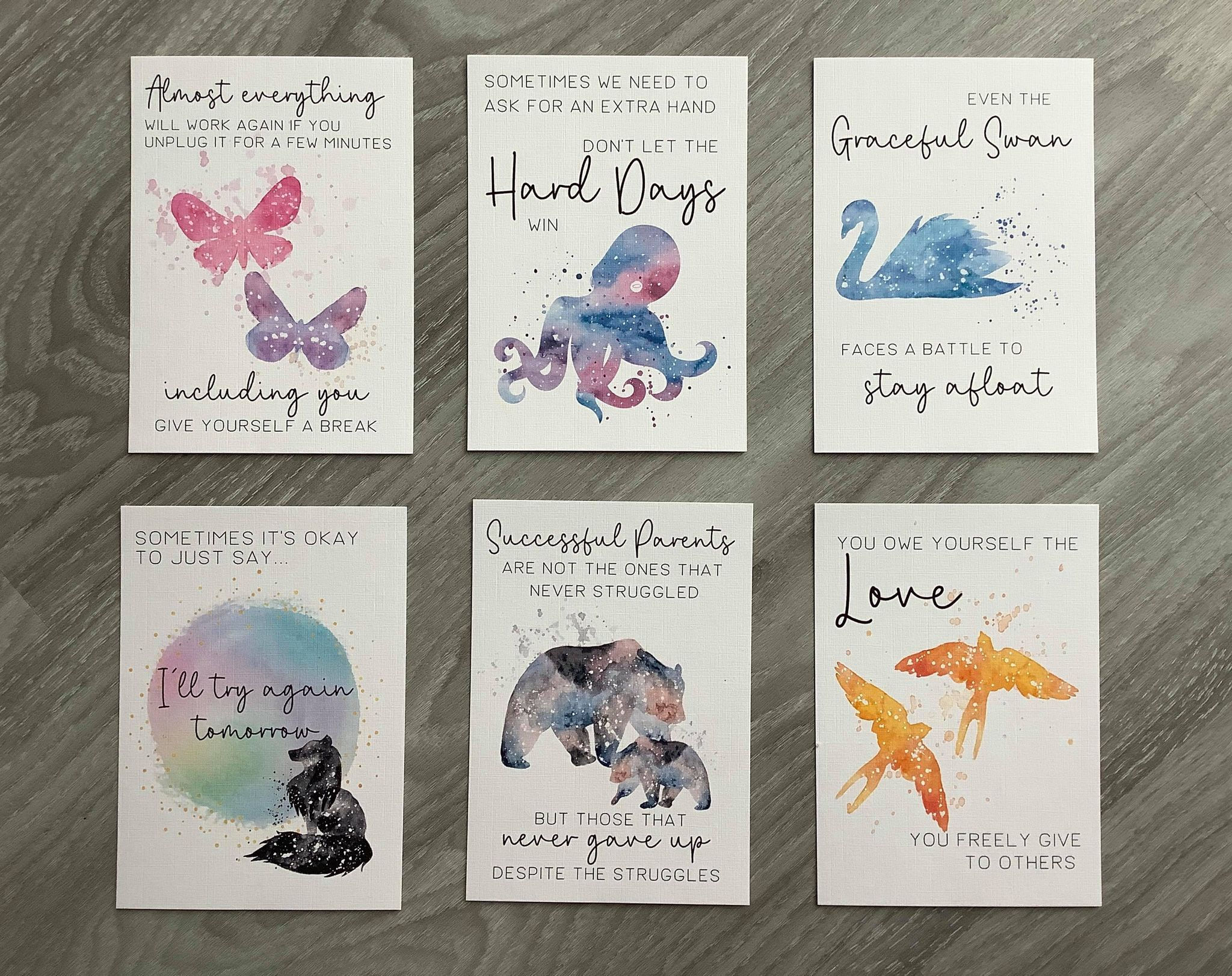 Pack of 6 Positivity Postcard Prints for Parents