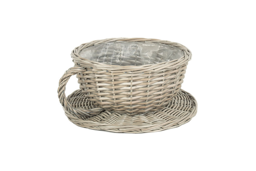 Thumbnail: Antique Wash Tea Cup Planter Basket - Gardening Baskets