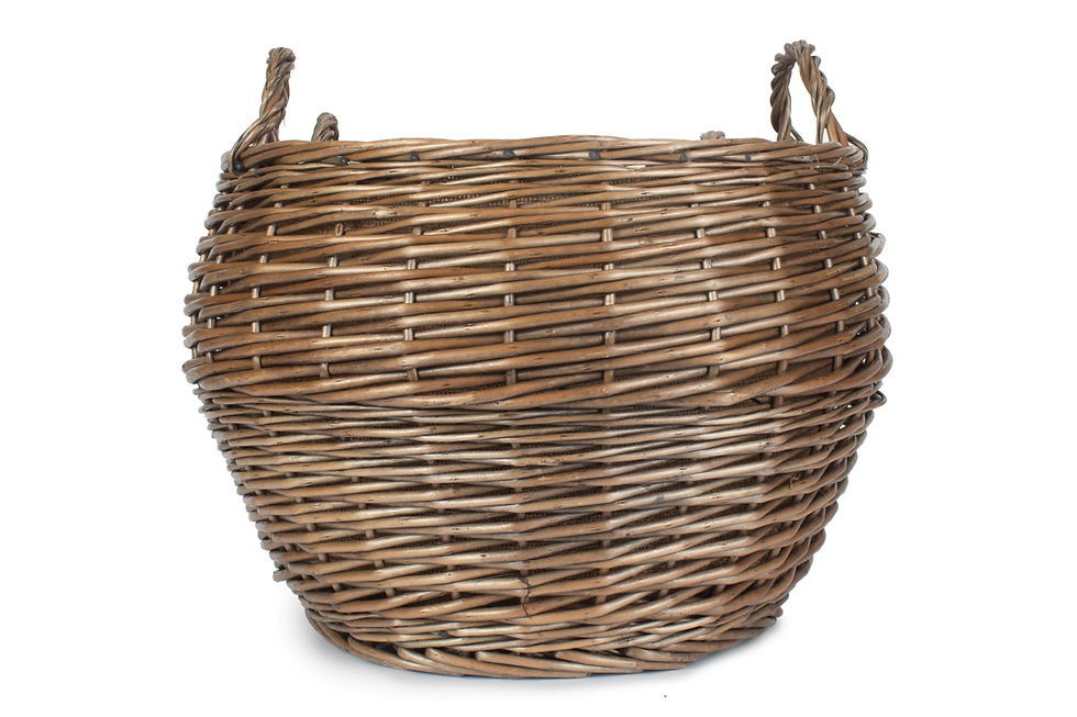 Thumbnail: Antique Wash Willow Stumpy Lined Log Baskets