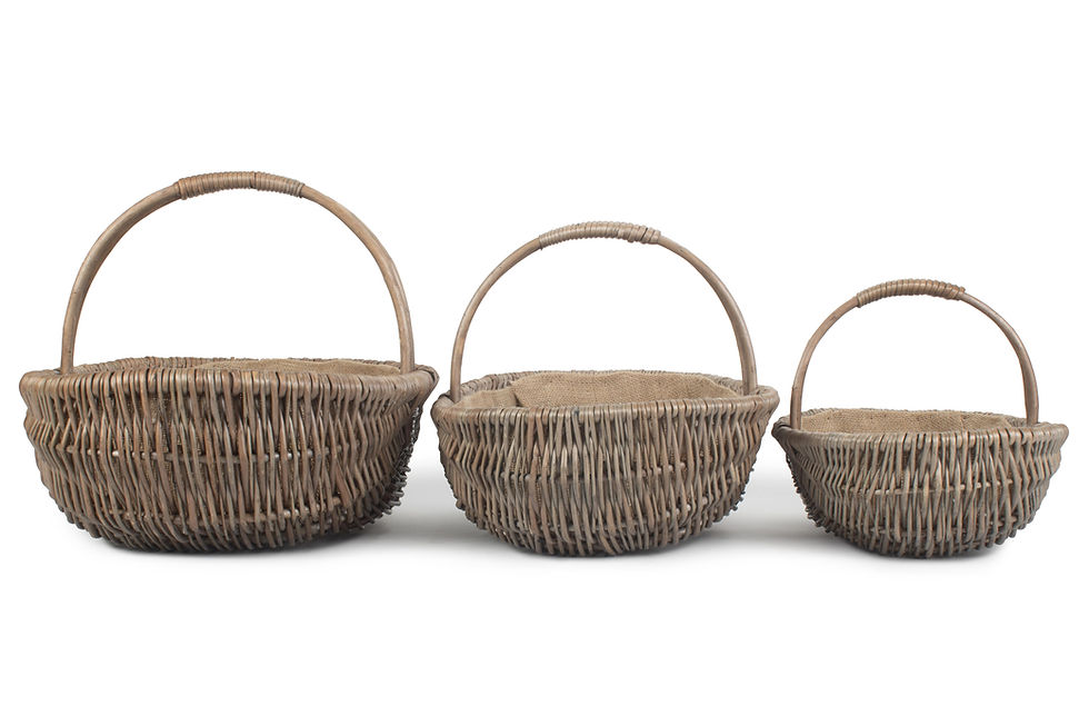 Thumbnail: Shallow Antique Wash Lined Garden Trugs