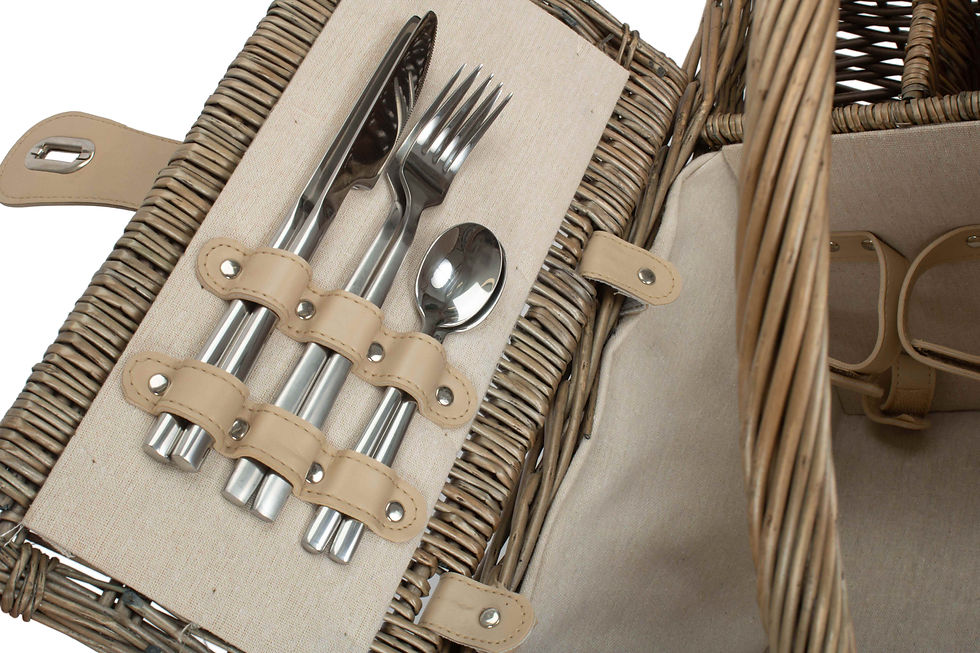 Thumbnail: The Richmond Antique Wash Lidded 4 Person Fitted Willow Hamper