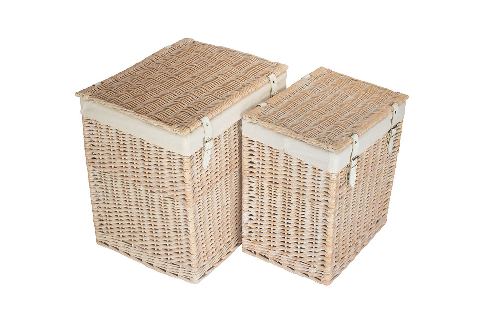 Thumbnail: Boutique White Wash Willow Storage Laundry Hamper With Lining
