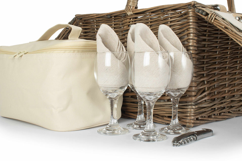 Thumbnail: The Richmond Antique Wash Lidded 4 Person Fitted Willow Hamper