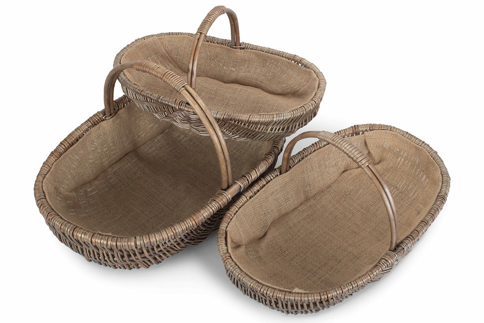 Thumbnail: Shallow Antique Wash Lined Garden Trugs