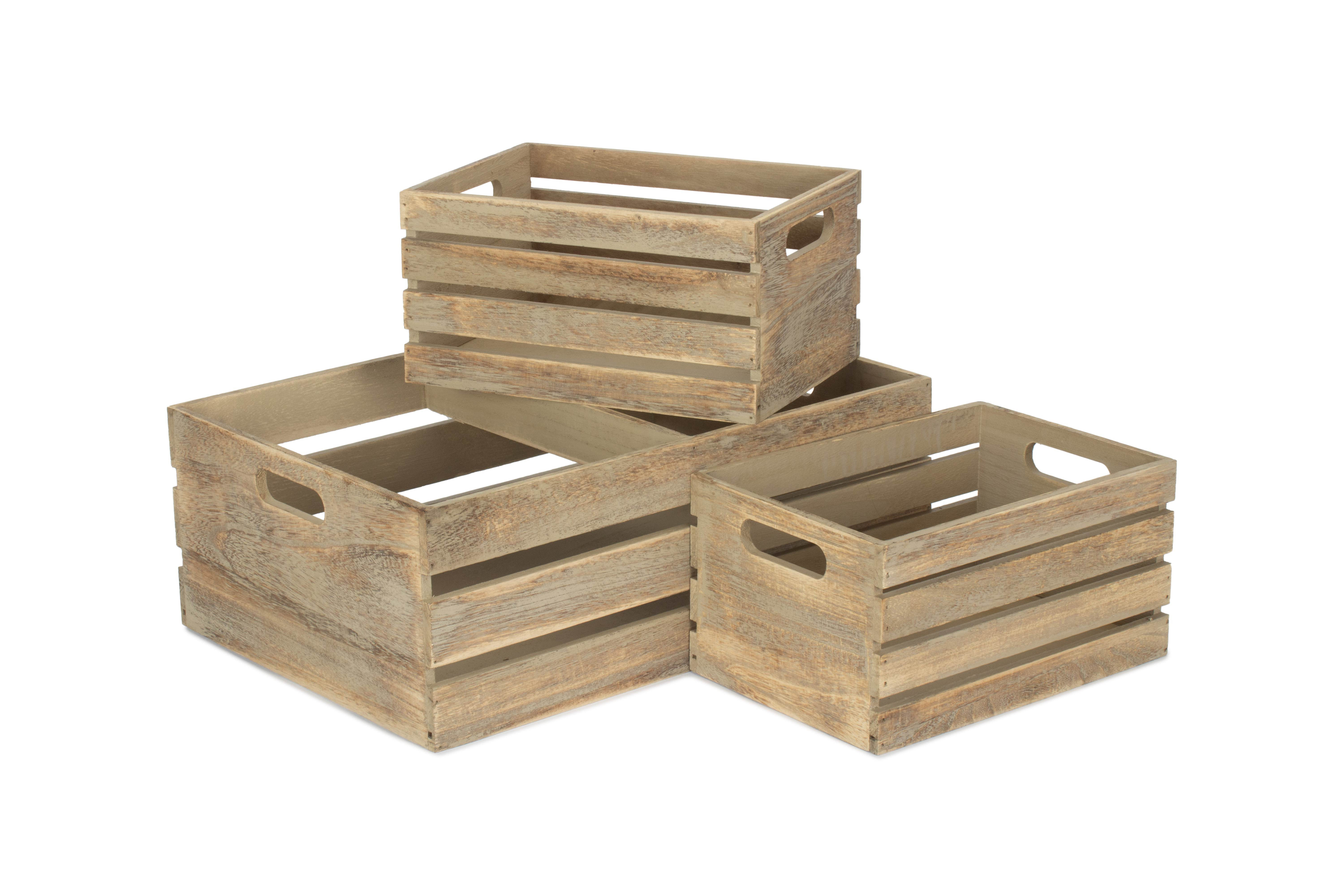 Set of 3 Wooden Oak Effect Display Troughs