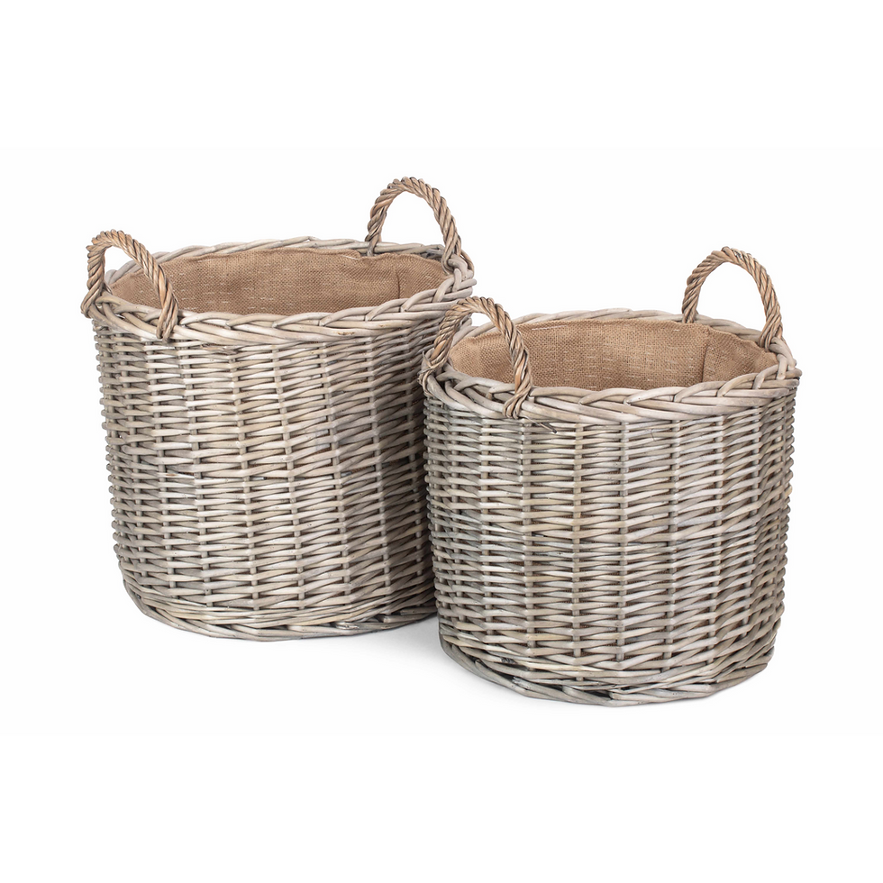 Round Straight-sided Wicker Log Baskets / Willow Storage Baskets