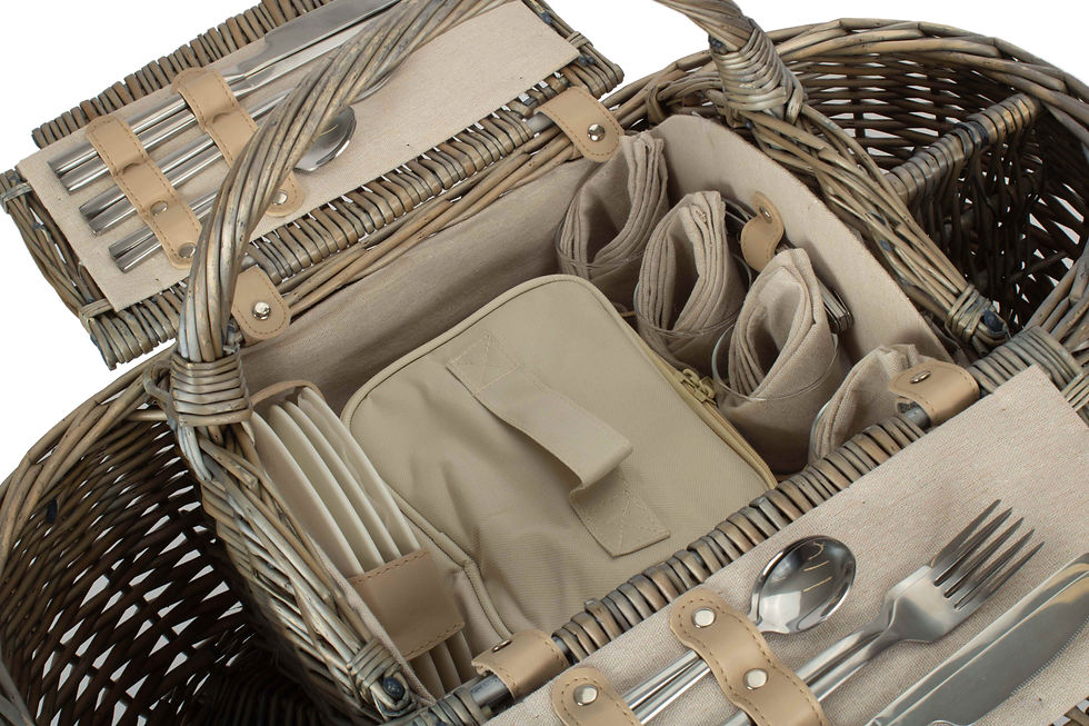 Thumbnail: The Britannia 4 Person Boat Shaped Fitted Willow Hamper