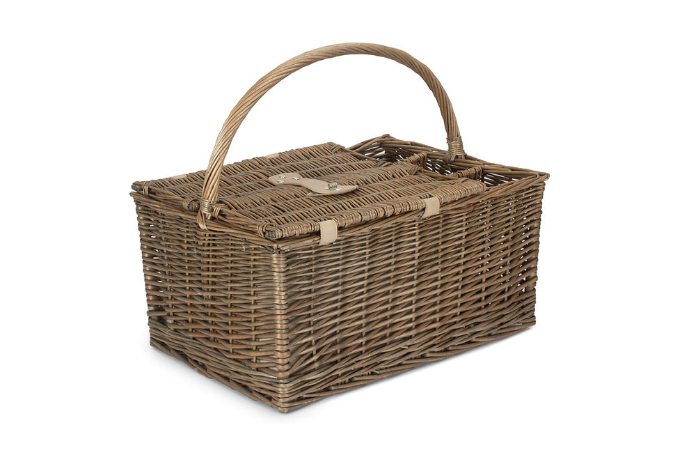 Thumbnail: The Richmond Antique Wash Lidded 4 Person Fitted Willow Hamper