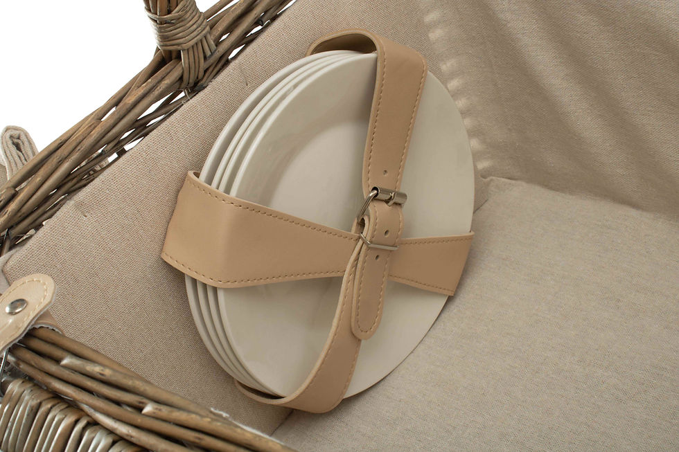 Thumbnail: The Richmond Antique Wash Lidded 4 Person Fitted Willow Hamper