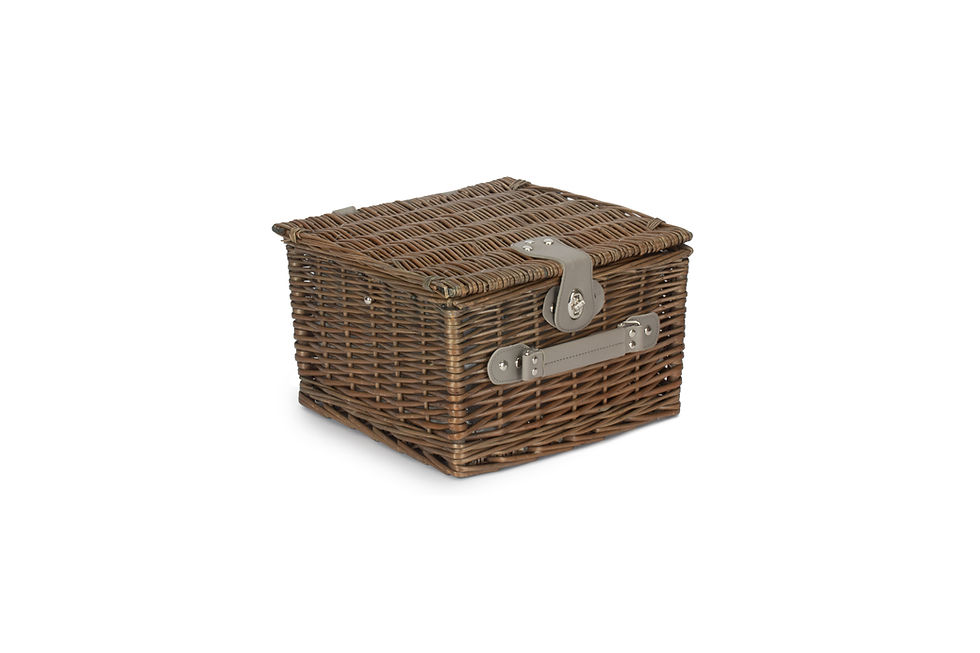 Thumbnail: 2 Person Grey Checked Chiller Willow Picnic Hamper