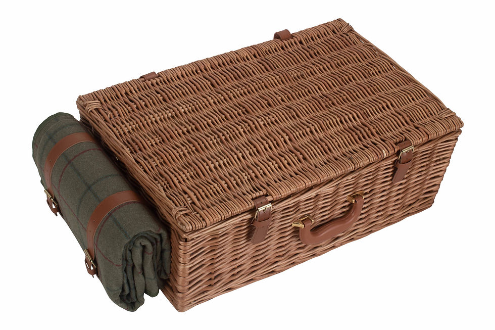 Thumbnail: 4 Person Green Tweed Willow Picnic Hamper