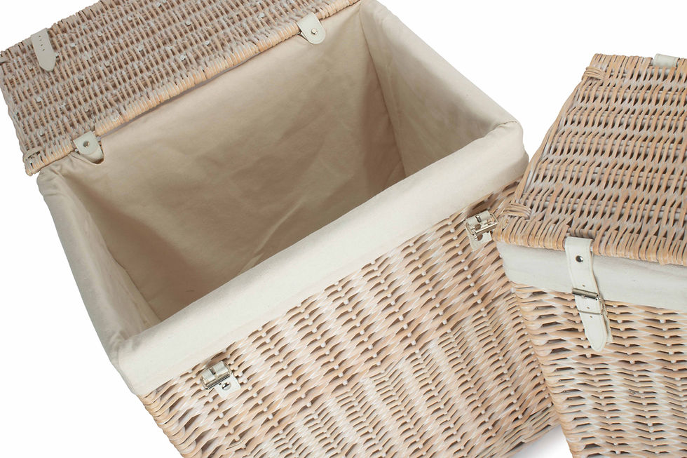 Thumbnail: Boutique White Wash Willow Storage Laundry Hamper With Lining